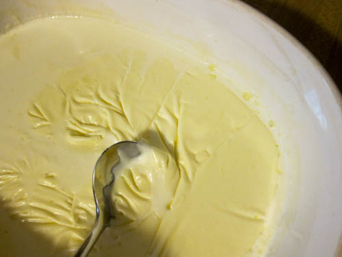 local, organic, pasteurized heavy cream on uncovered baking dish
