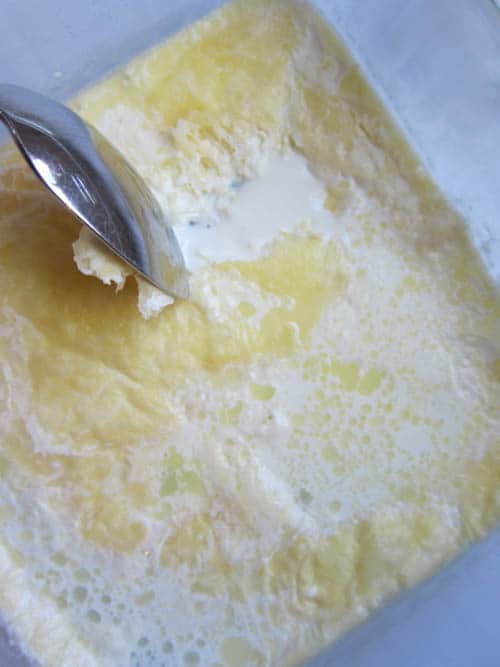 scraping clots from the cream