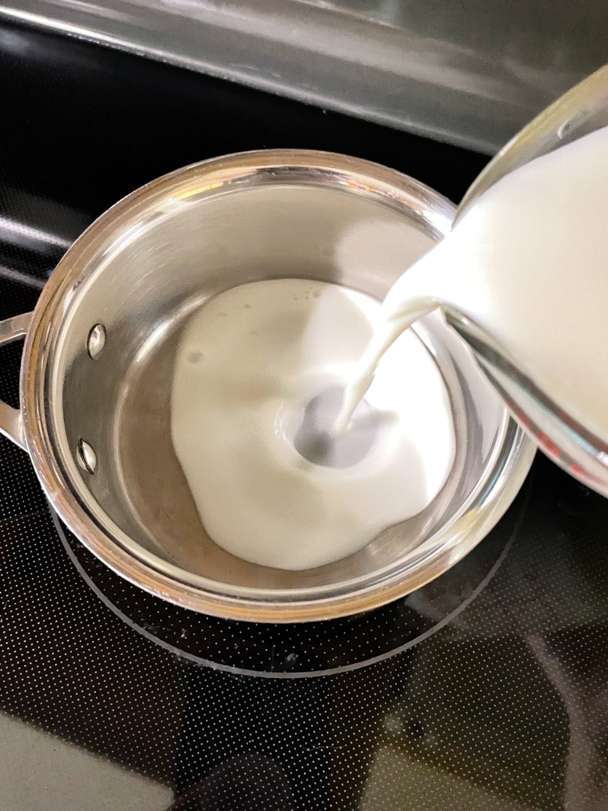 add milk to pan